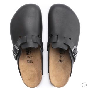 Birkenstock Black Leather Boston Clog - Sz 46 (13M) - Narrow